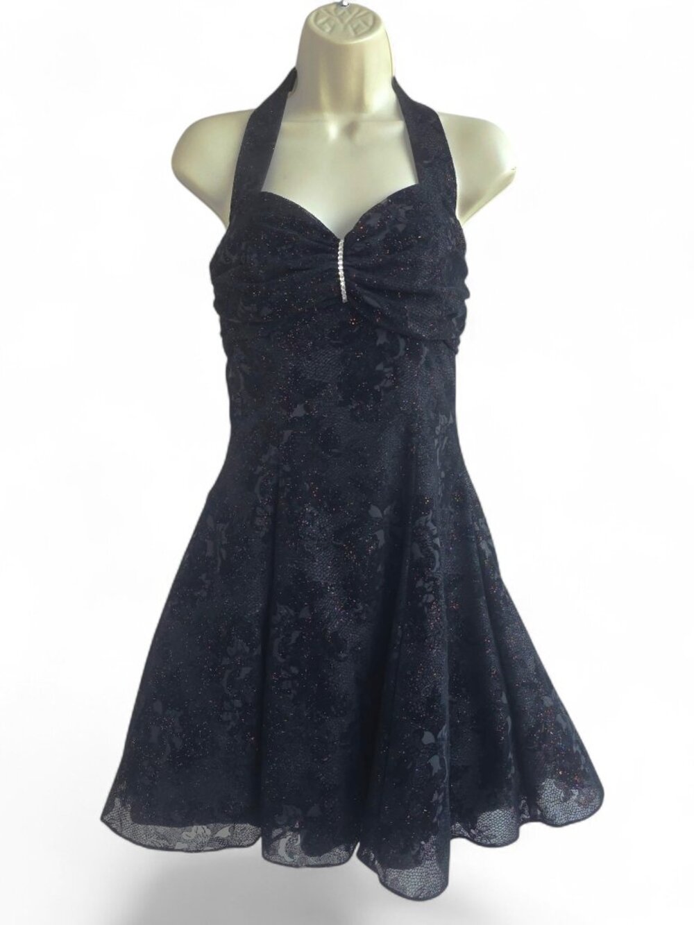 Vintage 90s Zum Zum Union Made short halter top satin party dress